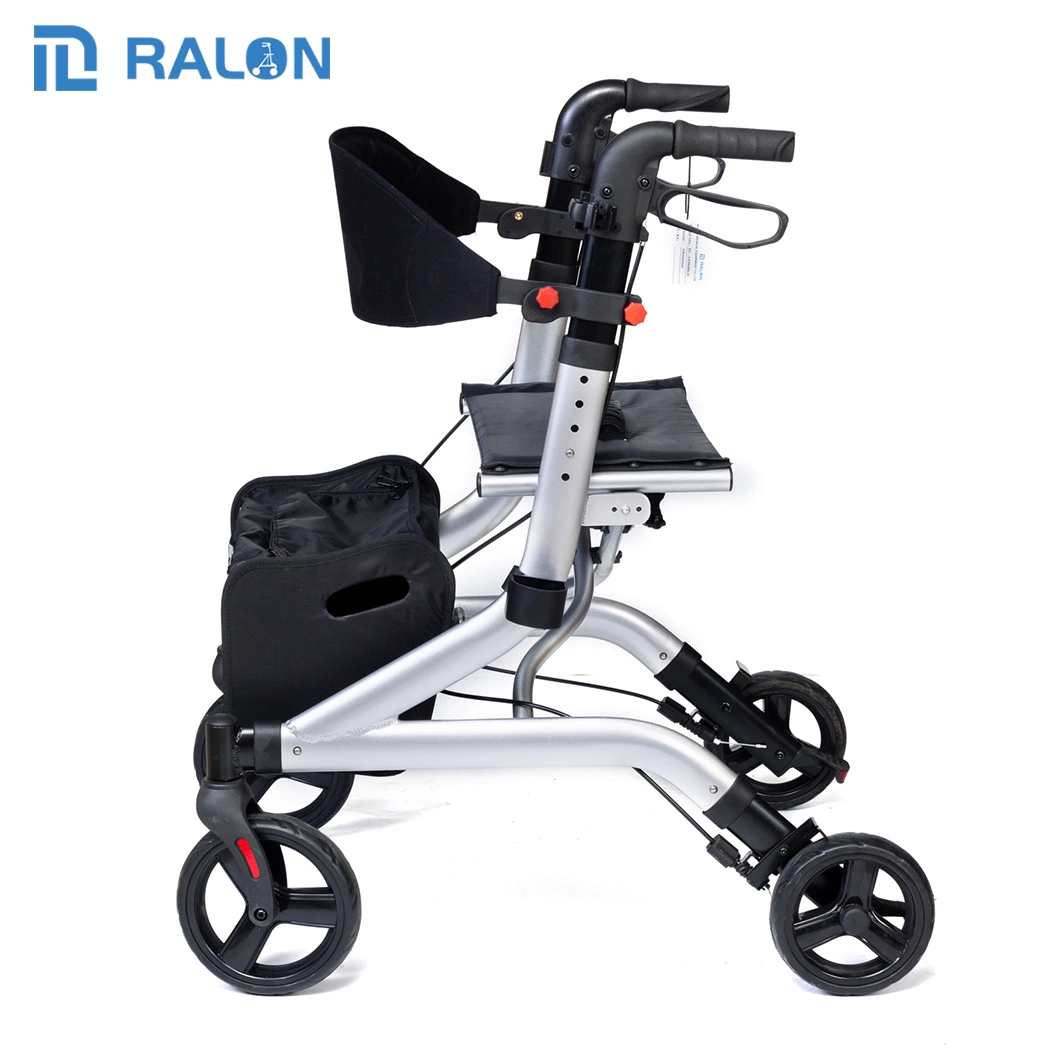 Wholesale/Supplier Hot Sales 8 Inch PVC Wheels Adjustable Aluminum Shopping Rollator with Seat