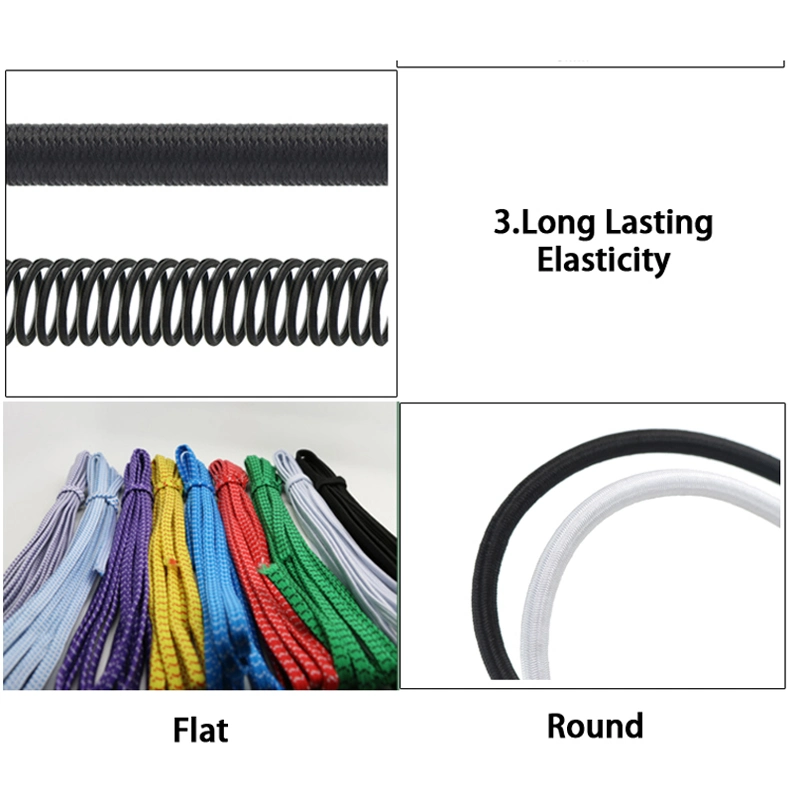 Custom Black Recycled PP TPU Polyester Polypropylene Round Textile Elastic Band Strap Cord Rope Roll for Clothing Garment