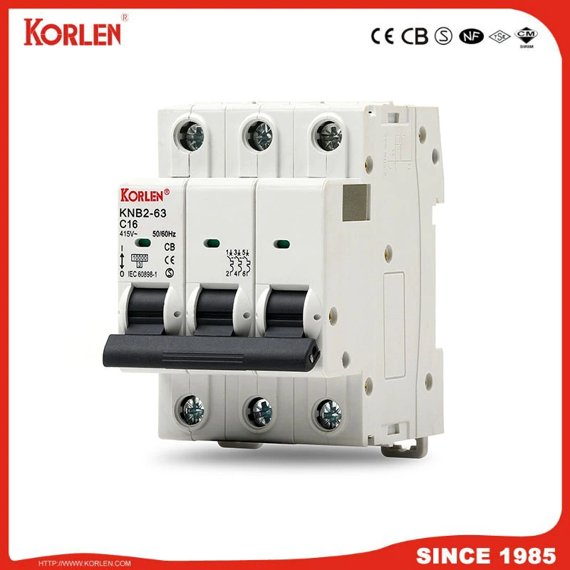 Miniature Circuit Breaker 4.5ka 63A CE Knb2-63 S2 3p