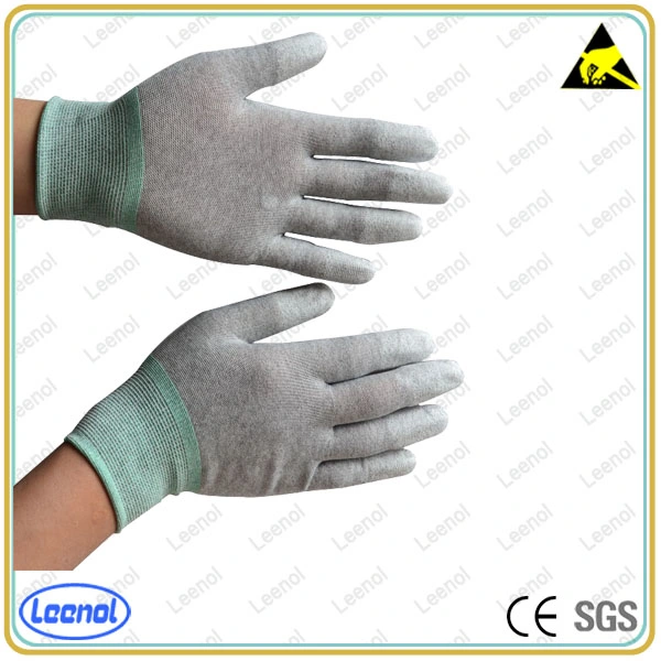 Leenol- Anti Static Gloves Top Fit Fingertip Carbon Fibers PU Coated Industrial ESD Safety Work Gloves