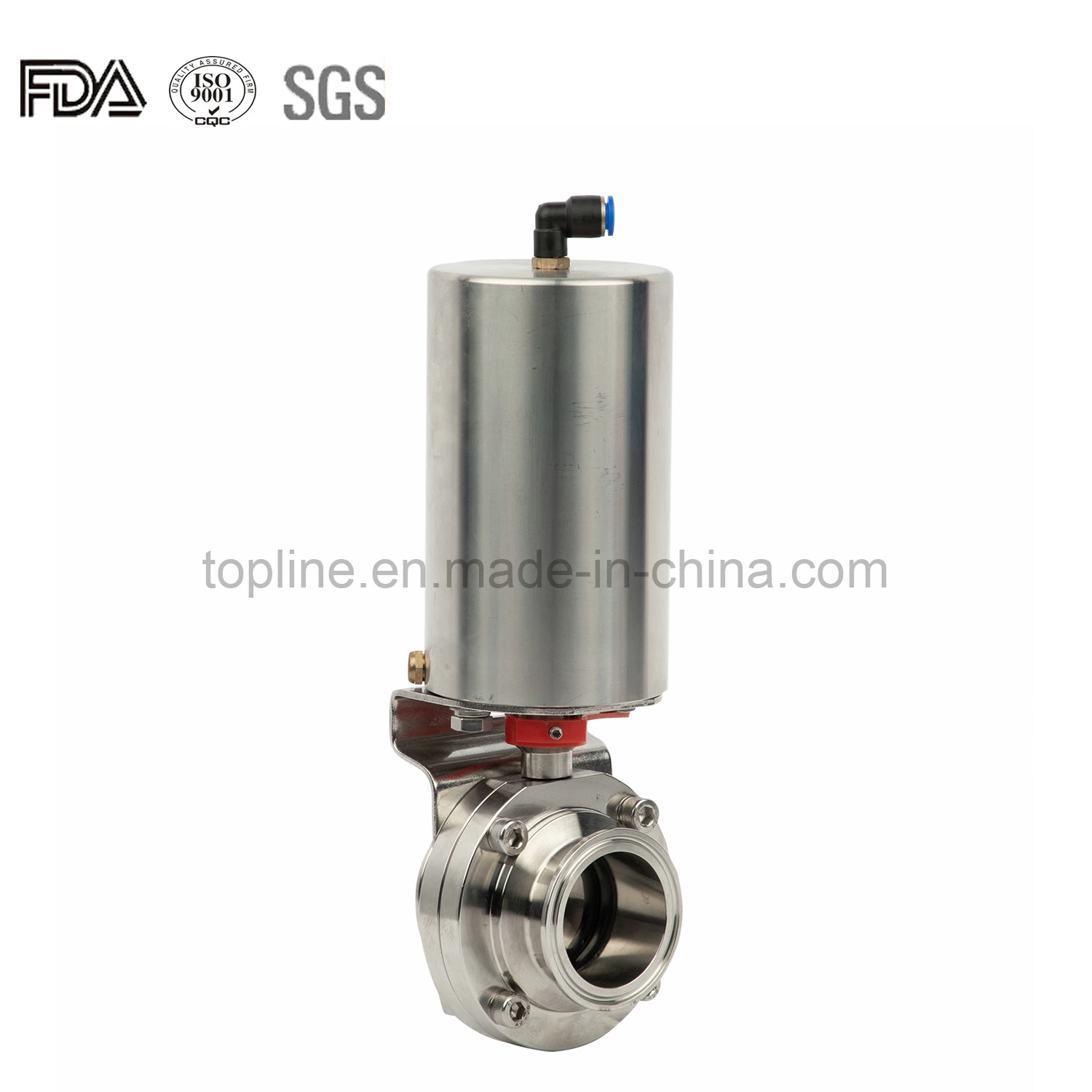 Stainless Steel Sanitary Pneumatic Butterfly Valve with Top Control Device