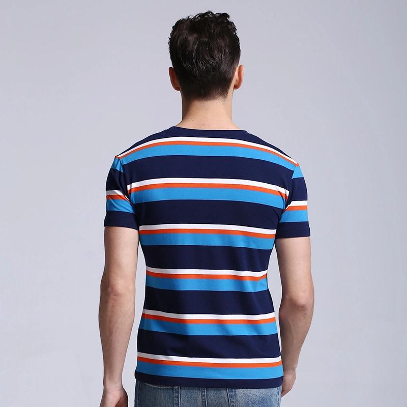 Guangzhou Factory Wholesale Short Sleeve Blank Custom Stripe Bulk Mens T-Shirts