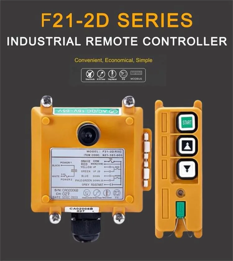 F21-2D 315/433MHz de 24 voltios 2CH el doble de velocidad Inalámbrico Industrial Control Remoto para grúa