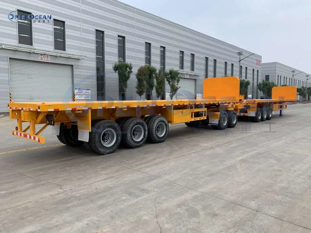 Trailer Fabricante dos 40ft Doble Mongolia mercado Carbón Cargando Flatbed Remolque de contenedor