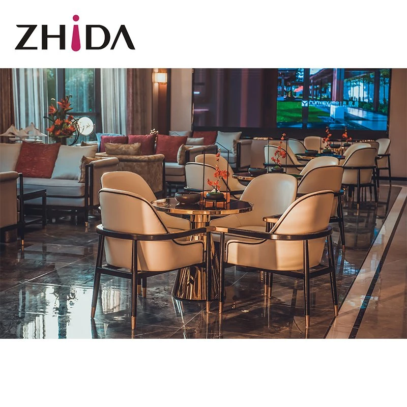Zhida Luxury Design 5 Star Hotel Furniture Lobby Public Area Table and Chair Set Restaurant Furniture Dining Room Table Restaurant Chair
