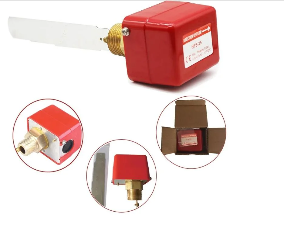 Hfs 25 Red Liquid Flow Switch Electric Water Flow Control Alarm Digital Paddle for HVAC System