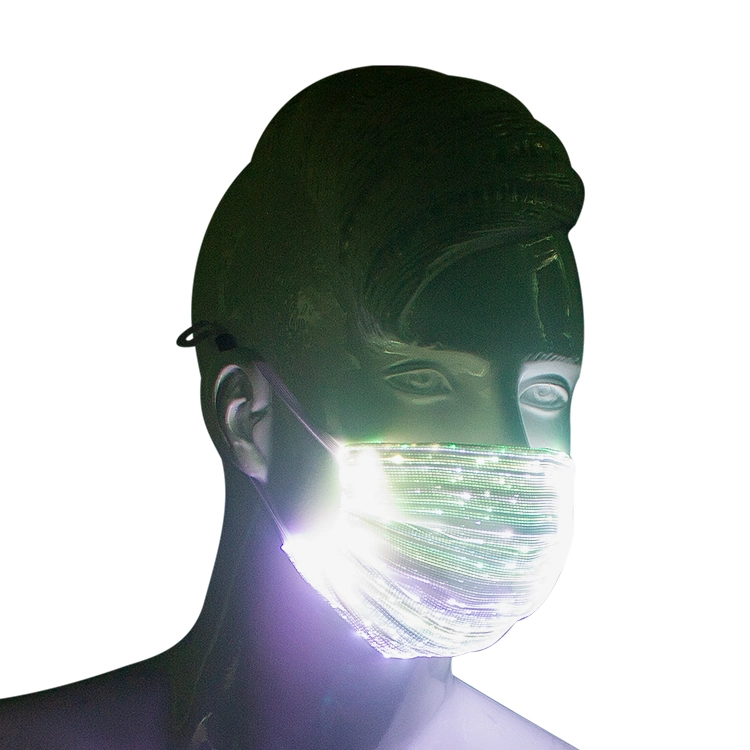 Máscara de peça de gravação luminosa Nigh Club com desconto elevado Máscara de fibra à prova de água Acessórios de gravação LED com máscara de incandescência ótica