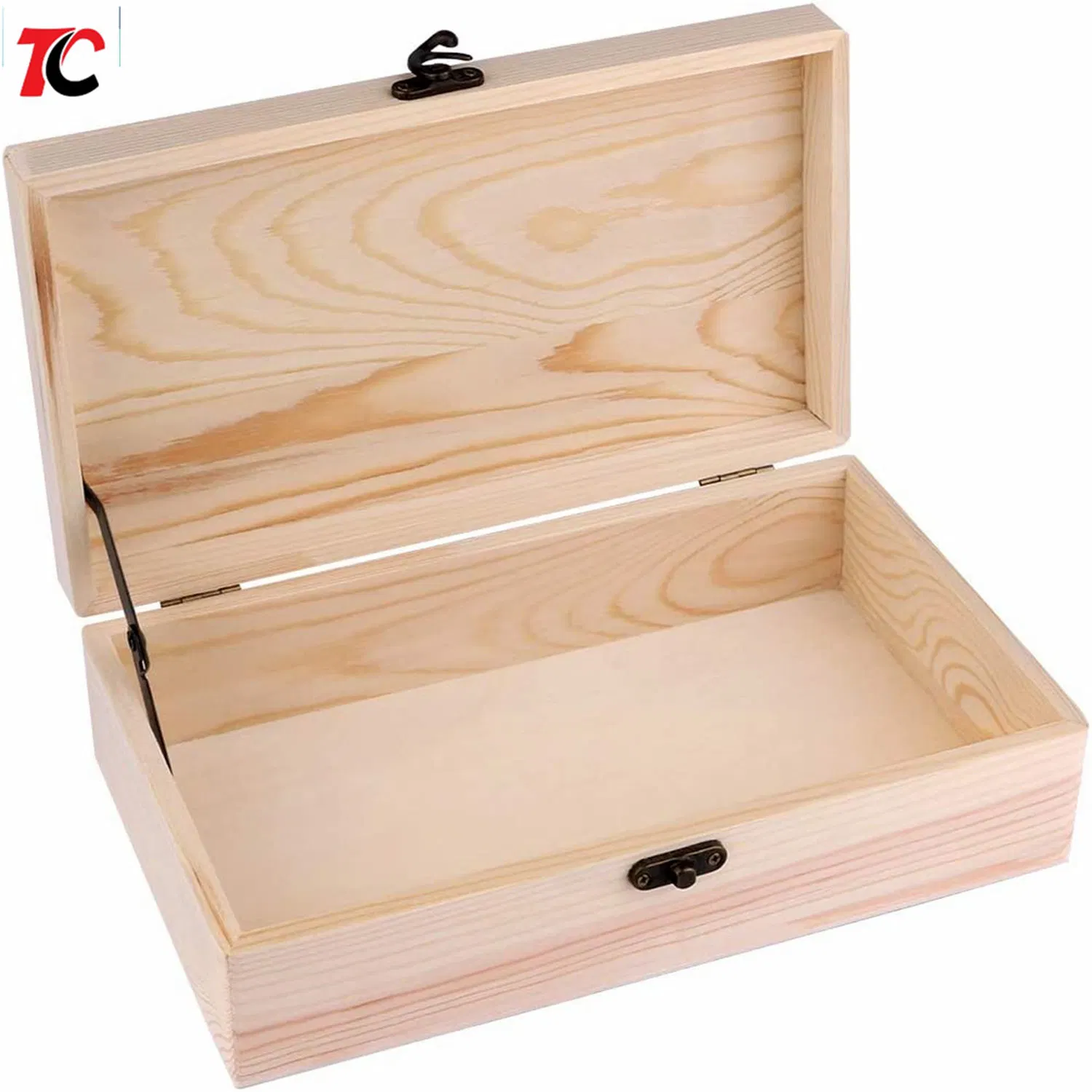 Caja de madera inacabadas rectángulo con broche de Keepsake Box Caja de madera, madera Caja de almacenamiento de cajas de regalo para el bricolaje manualidades