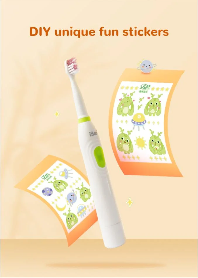 Isee Kids Toothbrush Oral DIY Fun Sticker Children Electric Toothbrush