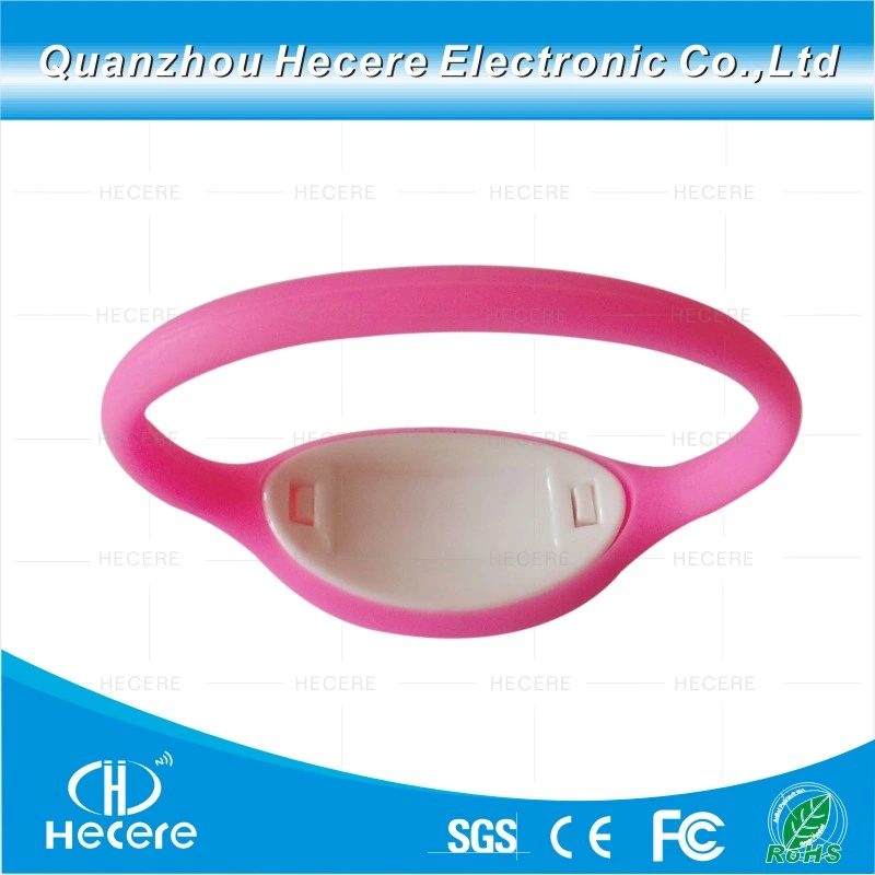 Personalized RFID Lf 125kHz Tk4100 Reusable Silcone Wristbands Plastic Cover