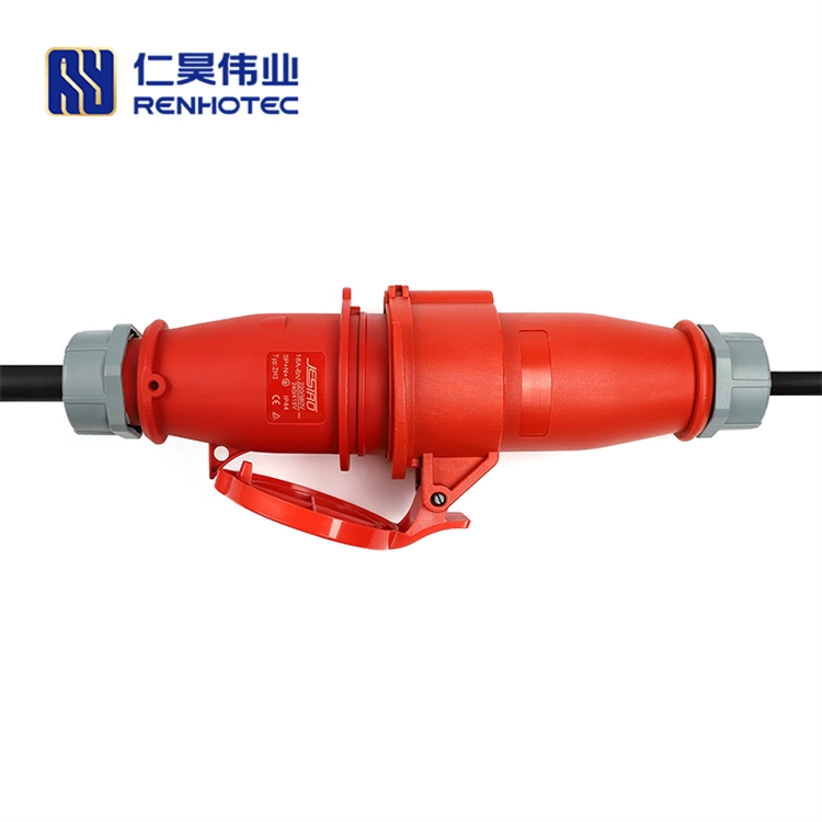 22kw Portable Charging Cable Type 2 3 Phase 32A Connector Mode 2 IEC 62196 to Red Cee Plug with 5 Meters Cable