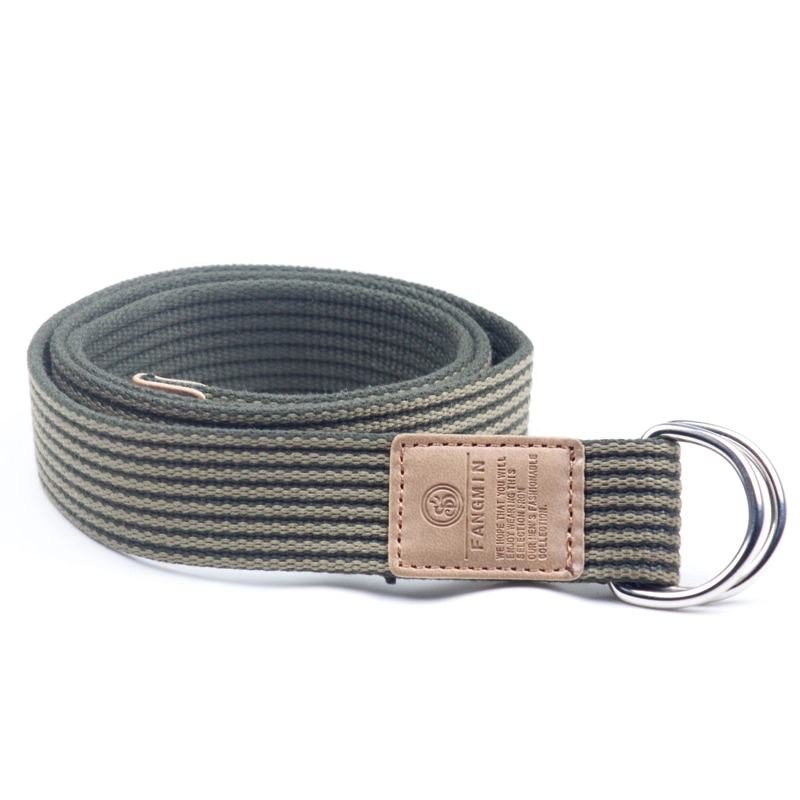 Custom Solid Color Black Double D-Ring Buckle Canvas Webbing Belt