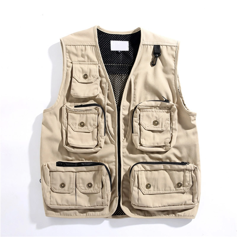 Custom Plain Kids Men Cargo Fisherman Pocket Padded Streetwear Tactical Utility Vest Fashion