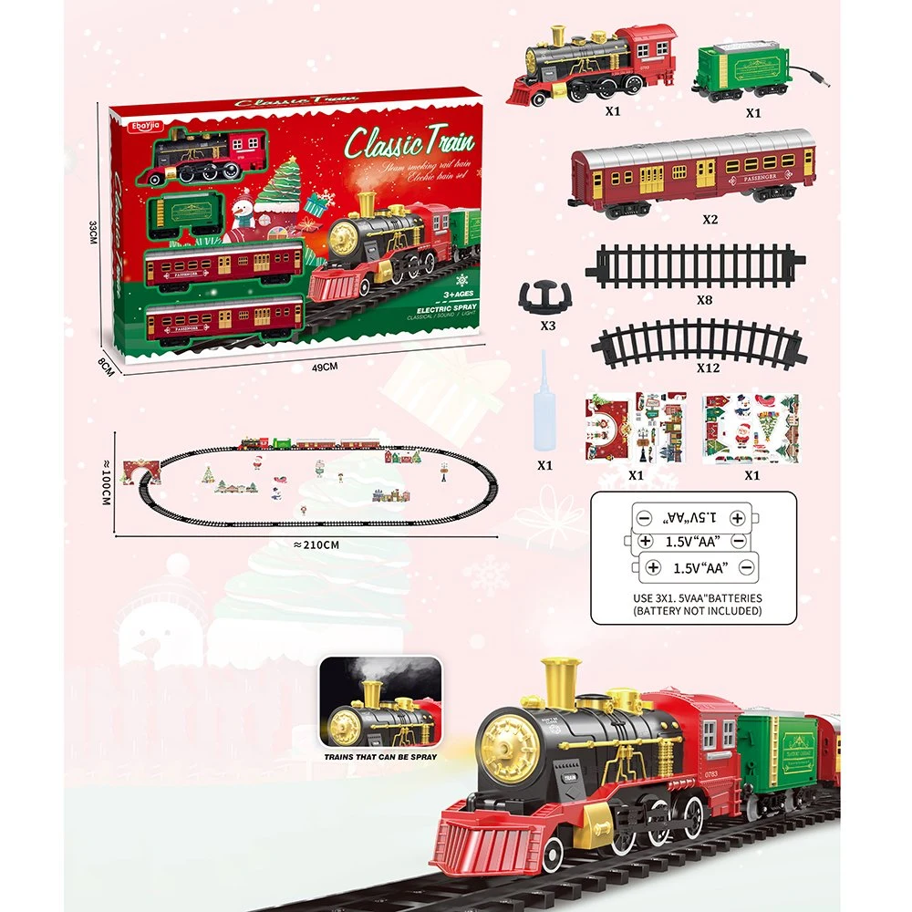 Railway Kit Electric Train Toys with Smoke Christmas Locomoto Train Set