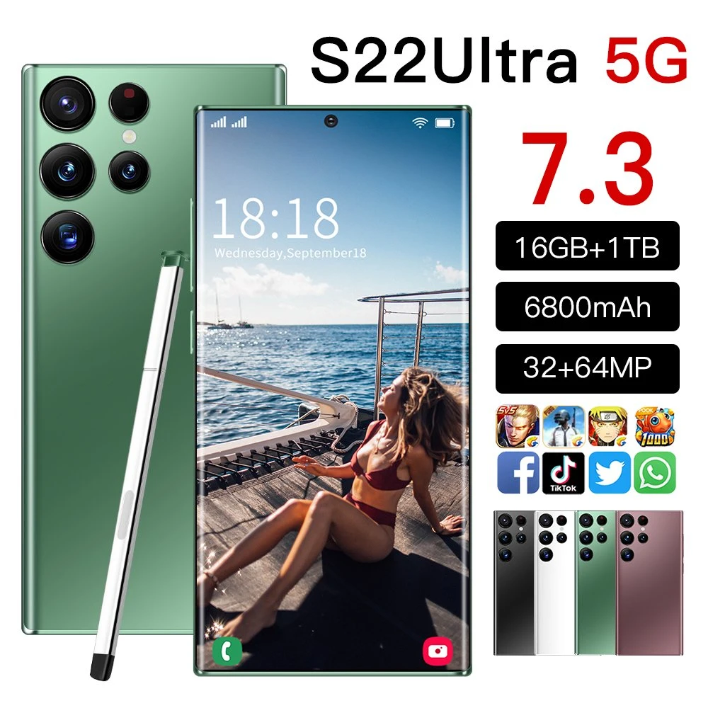 Original S22 Ultra 7,3 pulgadas pantalla completa Android smartphone 16GB+1TB Con ID facial desbloqueado