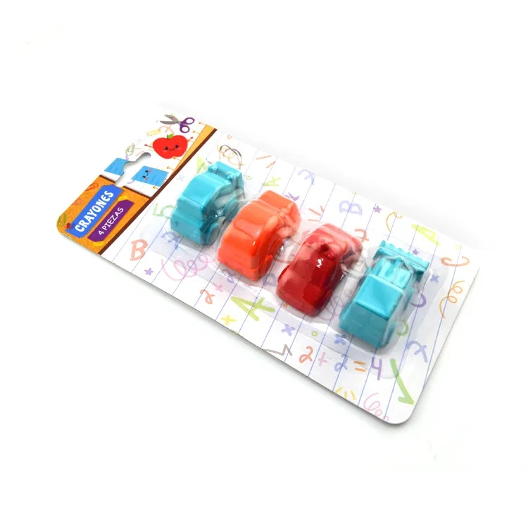 Flexcils 3D Mini Car Shape Crayon Shape 4 Colors Blister Card Combination Crayons 3D for Children