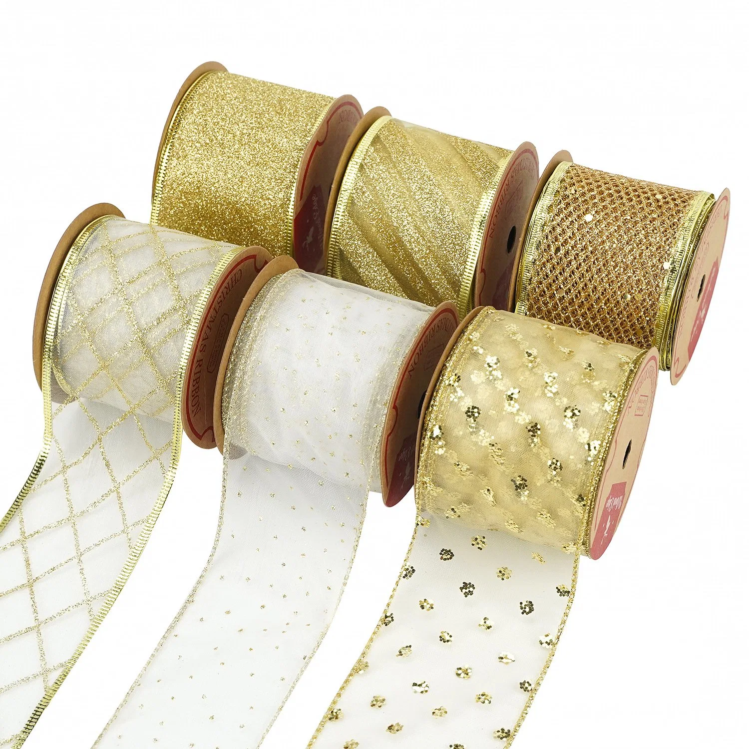 Spot Wholesale Christmas Decoration Kaoke Wire Edge Ribbon DIY Bow Ribbon Accessories Christmas Gift Packaging