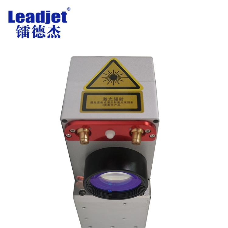 Leadjet 20W Fiber Laser Marks The Lot Number Date on The Plastic Bak The Packing Machine F-20p