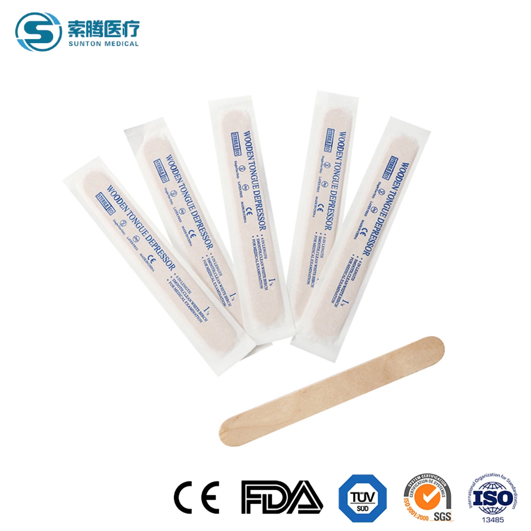 Sunton Sterile Tongue Depressor Disposable Tongue Depressor China CE/ISO9001/ISO13485 Certificate Tongue Depressor Factory Natural Wood Tongue Depressor