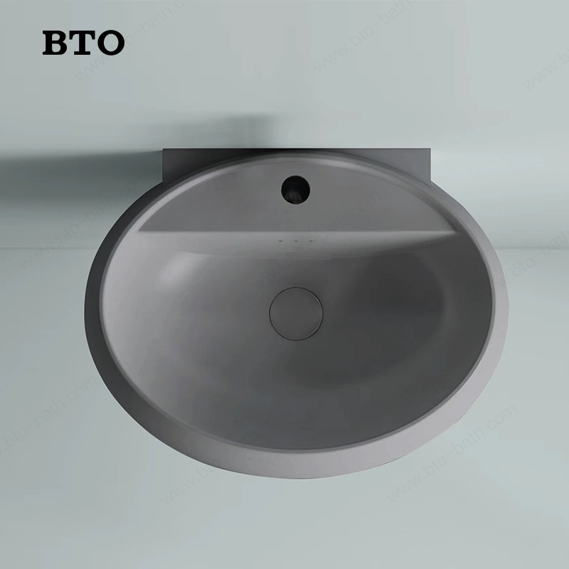 Bto Factory Directly Modern Style Washbasin Round Ceramic Wall Hung Sink Bathroom Wash Basin