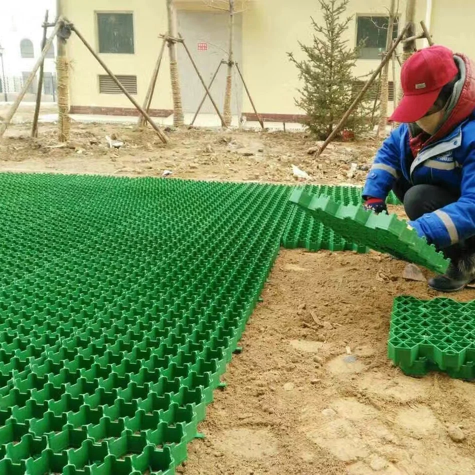 High quality/High cost performance  HDPE Green Black Driveway Parking Grass Seed Mat Paving Paver Plastic Grid Cell Plate Raw Recycled Material