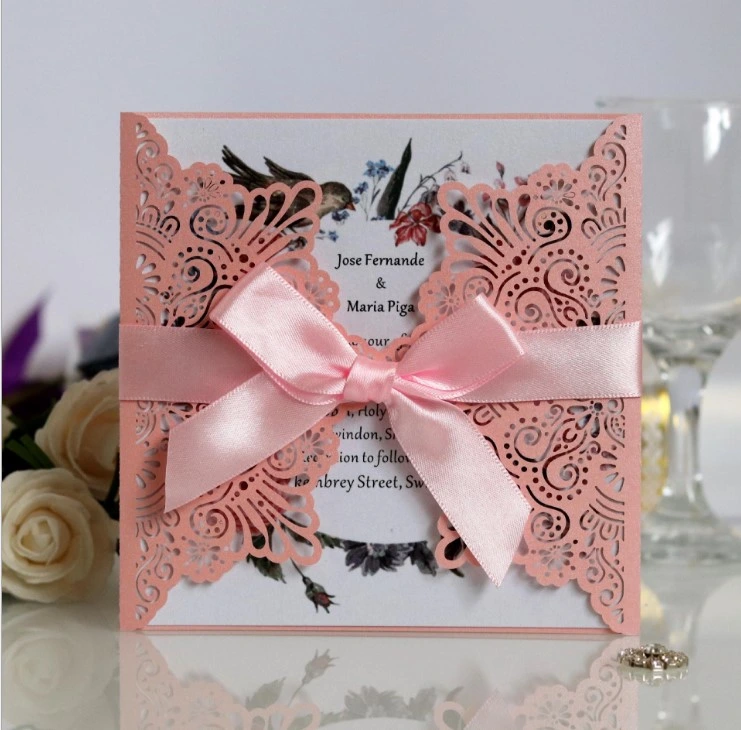 Customize Laser Cut Invitations Wedding Romantic Flower Party Favors Wedding Gift Card