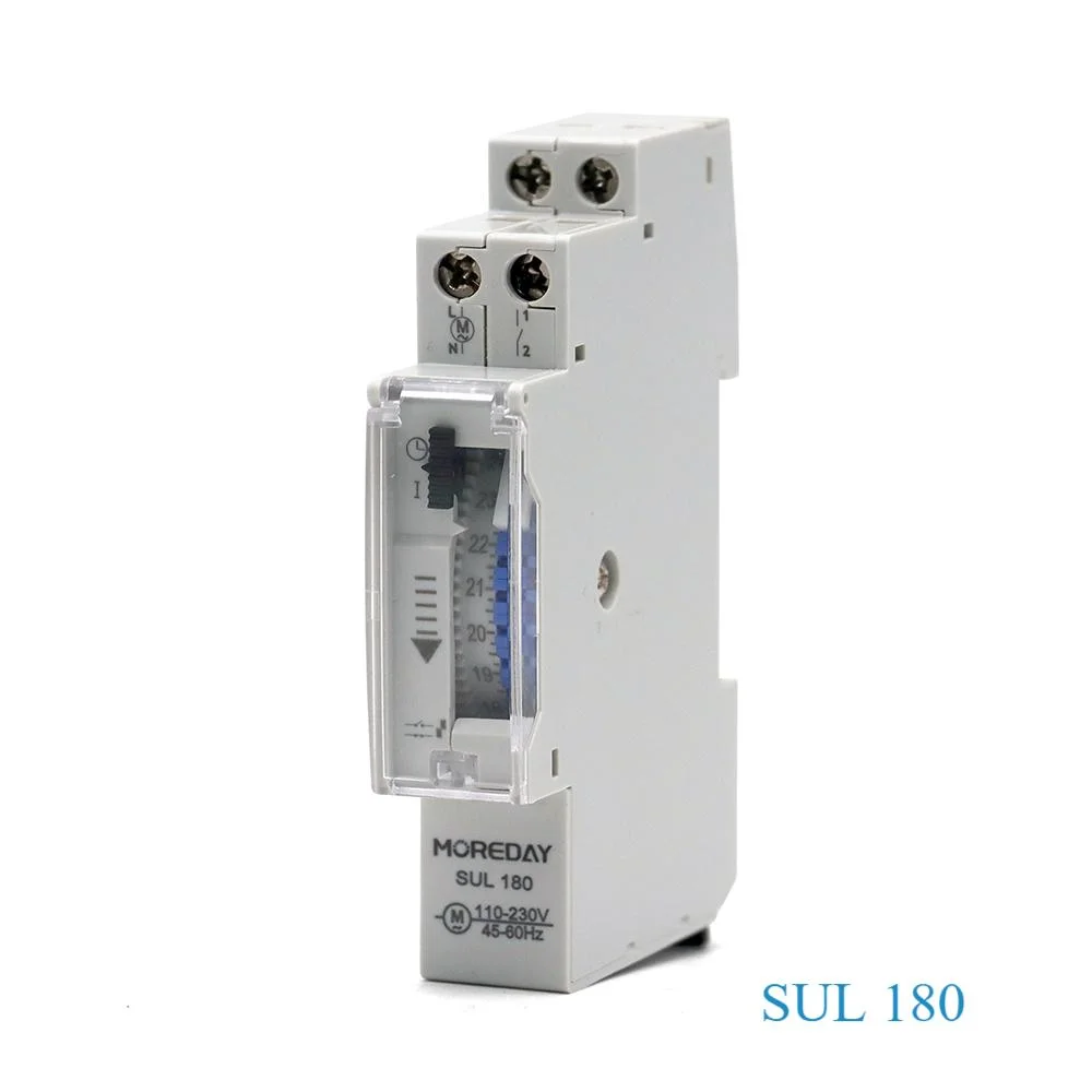 Sul180 DIN Rail 17.5mm Width Mechanical Timer Switch 96 Times on/off Per Day Time Set Range 15 Mins Timer 110V 220V