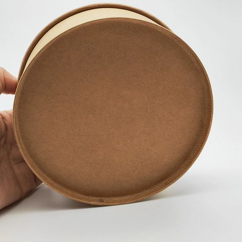 Kraft Paper Salad Bowls with Clear Lids Disposable Round Shape