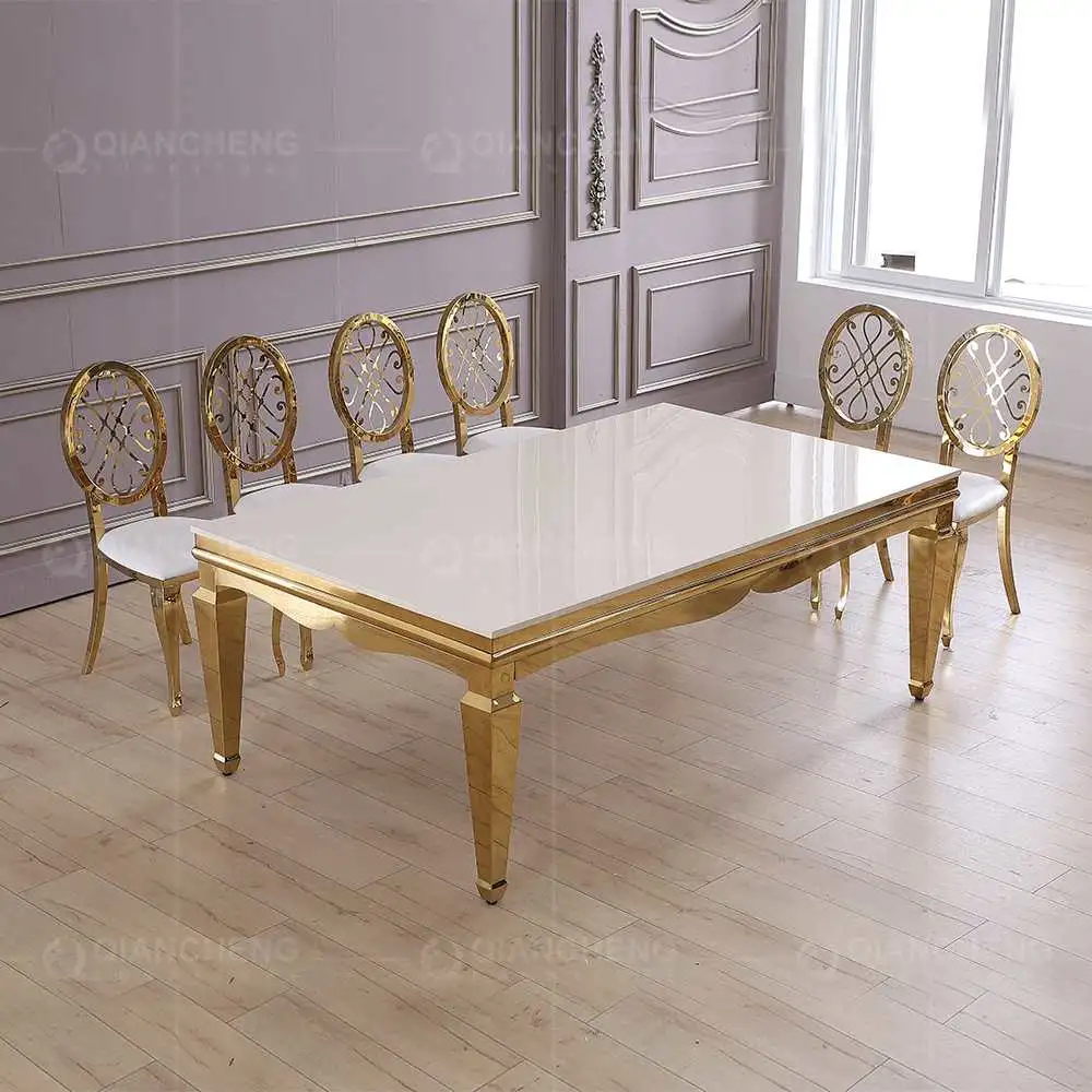 Luxury Mirror Gold Event Banquet Wedding Chairs and Table Set