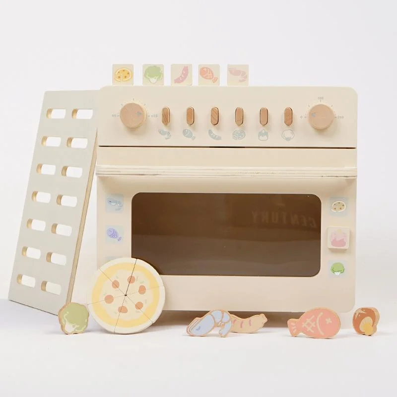 19PCS Wooden Prentend Toy Wooden Oven with Food