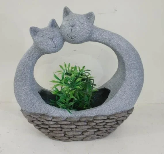 Cute Cat Design Bonsai Cement Concrete Flower Pots Garden Magnesium Oxide Flower Pots