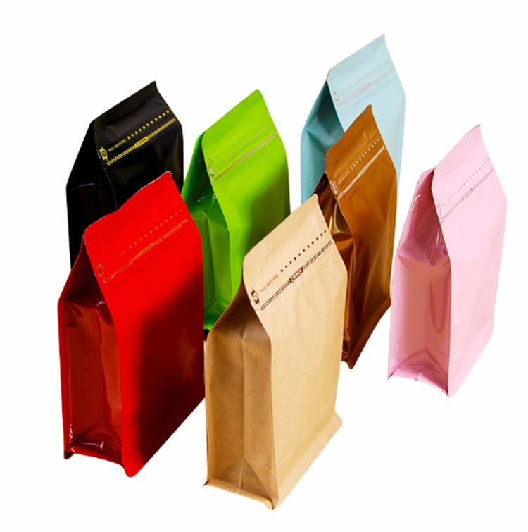 Green Products for The Environment Compositable Box Bottom Kraft Paper Coffee Bag with Zipper