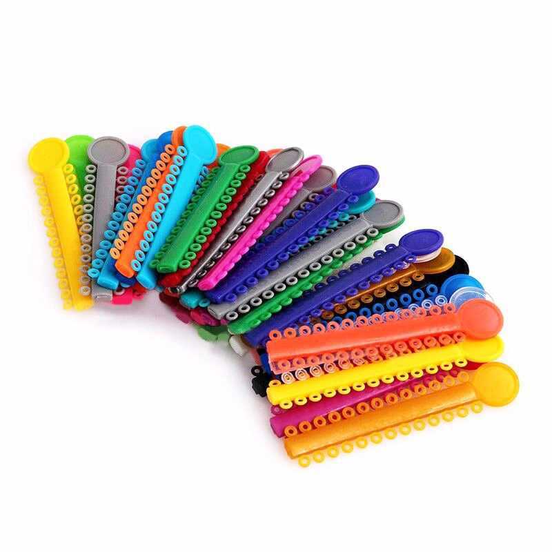 Dental Material Mixed Color Strip Shaped Orthodontic Elastic Ligature Tie