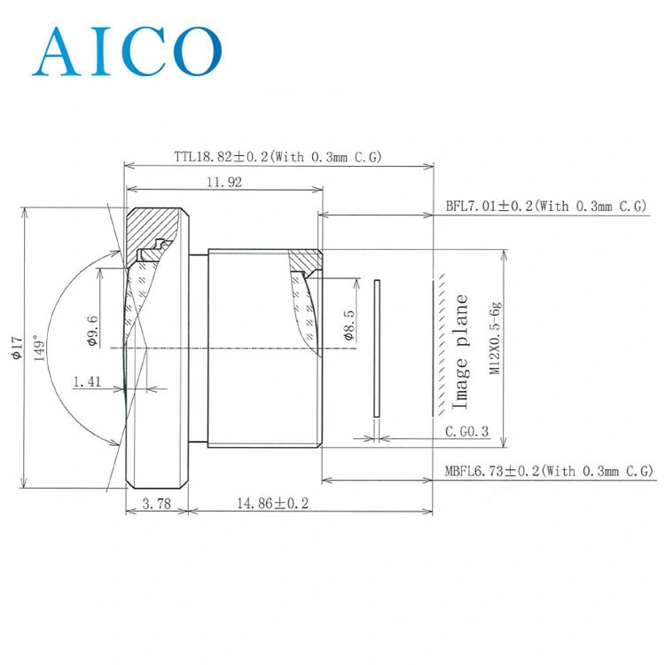 3.7mm F1.3 Efl 3.7 mm M12 S Mount Time of Flight 3D Image Tof CCTV Board Camera Lens Lenses for 1/2 Sensor Cam