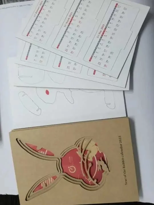 Plegado creativo 2024 Año del conejo el calendario 2024 de papel de personalización de la cultura