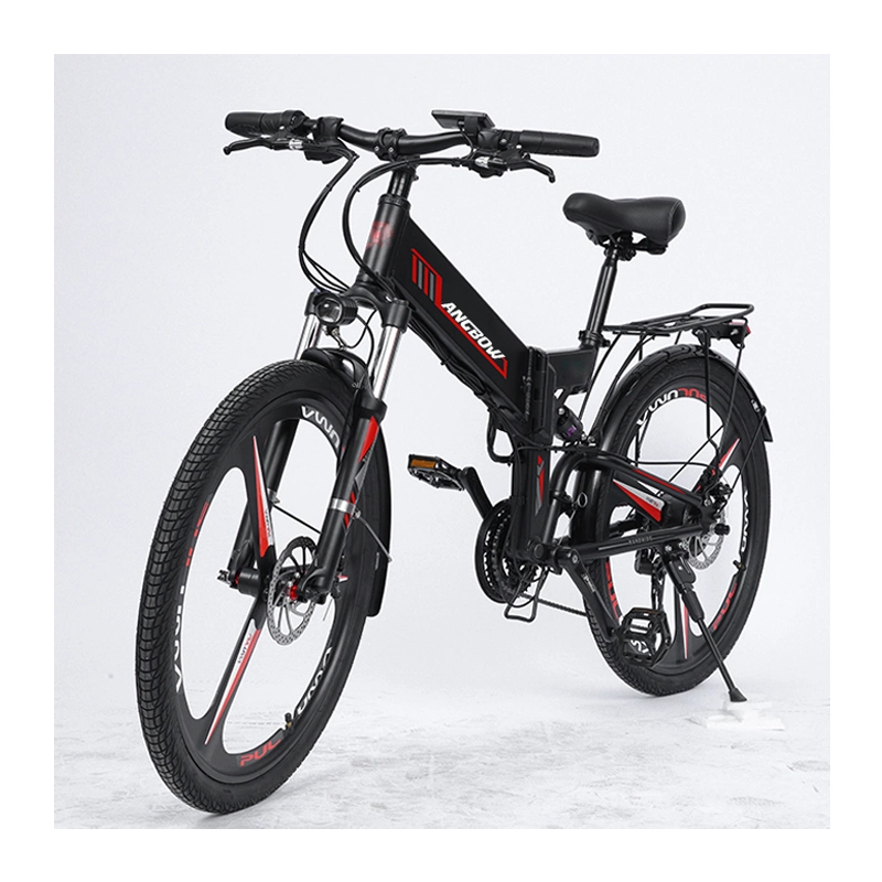 Black/White Folding Electric Bike Ebike Bicycle Integrated Wheel Motor 48V 350W