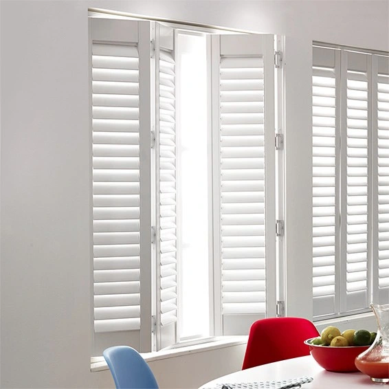 White Painted Woodlike Plantation Type Poly Shutters