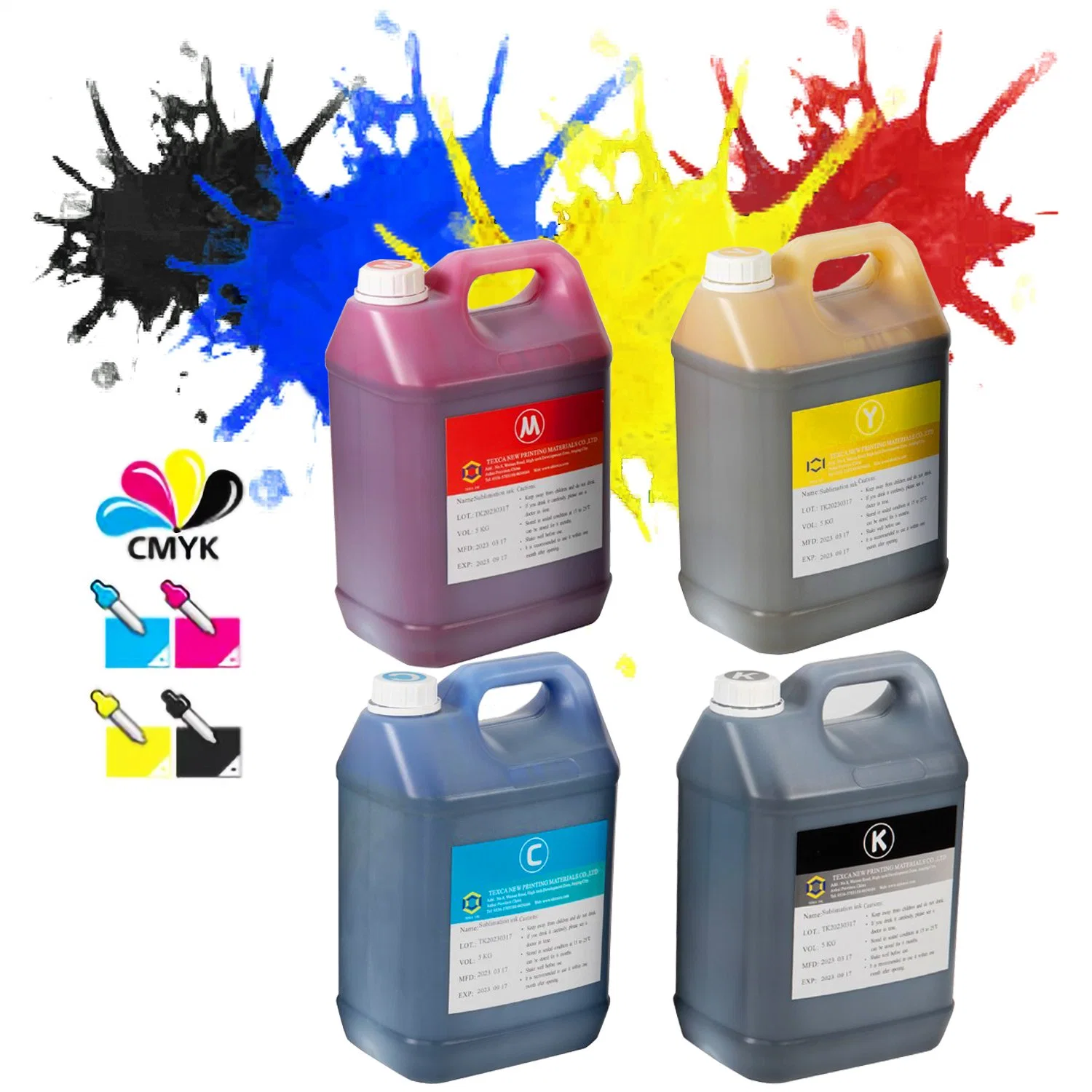 Tinteiros de impressão de 1 kg L para tinta de sublimação Epson, poliéster 2 garrafas têxteis