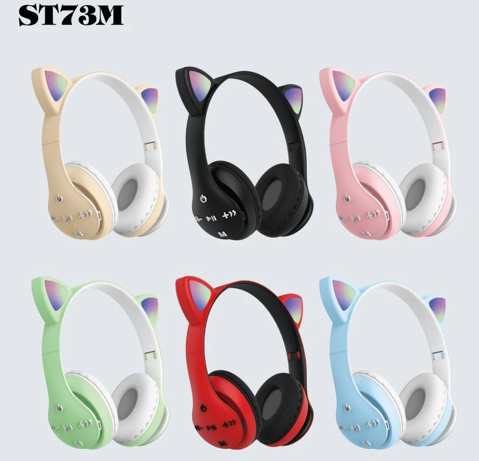 Customize Graphic Logo Earphone Headphone Manufacture Wireless RGB Light Gaming Over Ear Headphones Bluetooth Headset