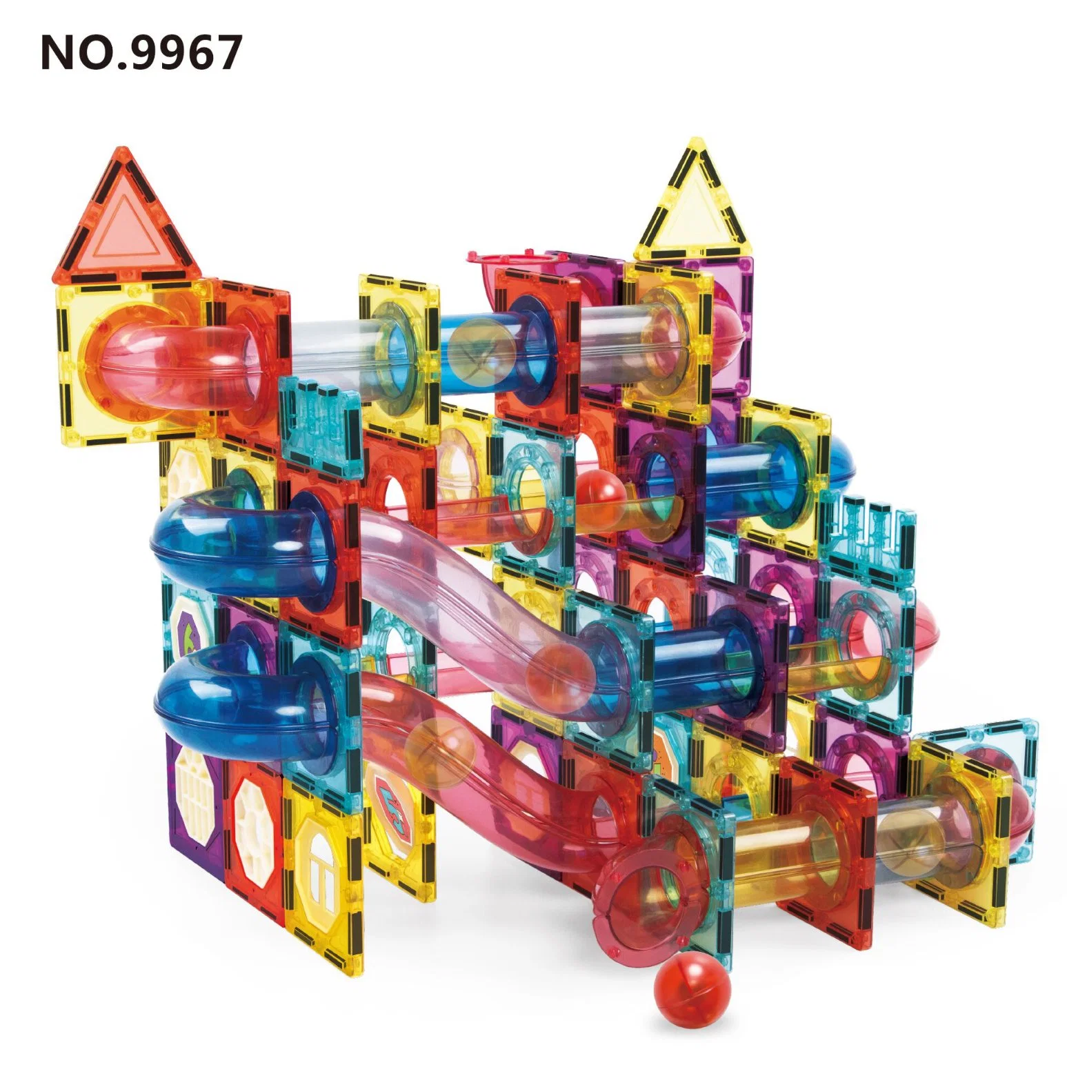 Woma Toys 9967 Popular Sales Puzzle Customize Magnetic Building Block Tiles Marble Run Race Track Set Kids 3D Magnetic Toy Construction Toy