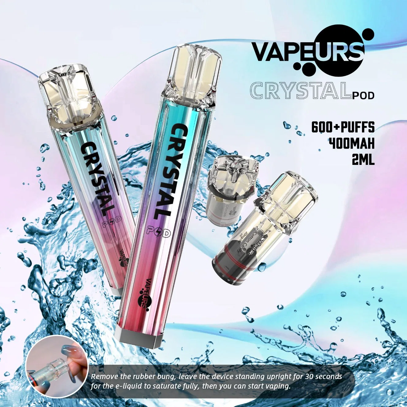 Vapeurs UK EU Crystal VAPE Plus Pod Kit 600 Puffs Cartuchos al por mayor 2ml Pod E Cigarette Alibaba Puff Distribuidores 600 800 1000 Puff