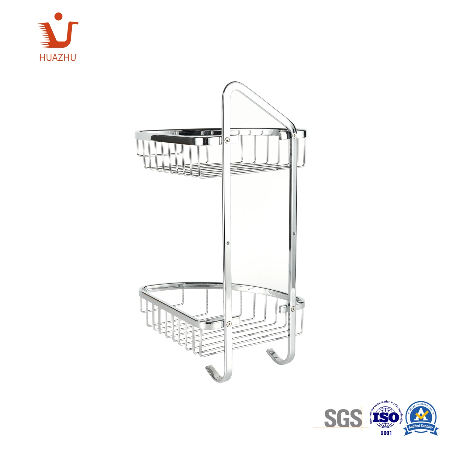 Bathroom Corner Rack Wall Mounted Shower Caddy SUS304 Stainless Steel, No Rust, Storage Organizer for Dorm, Toilet and Kitchen