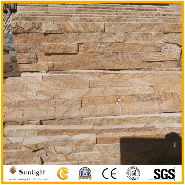 Yellow Wood Sandstone, Wood Vein Culture Stone for Wall Cladding