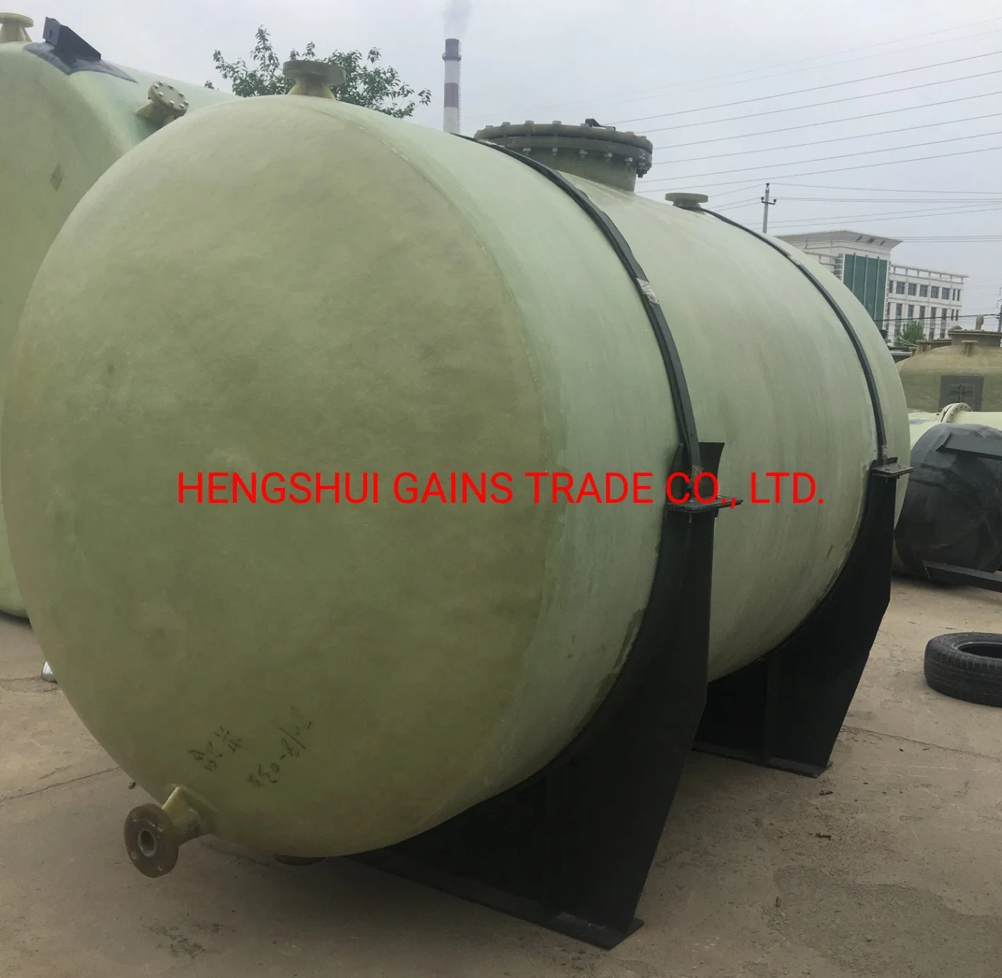 Horizontal Fiberglass GRP Chemical Storage Tank for Chlor-Alkali Project