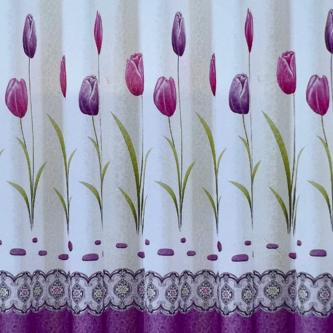 Printed Jacquard Fabric Home Hotel Window Wholesale/Supplier Curtain with Pattern Tulip&Leaf