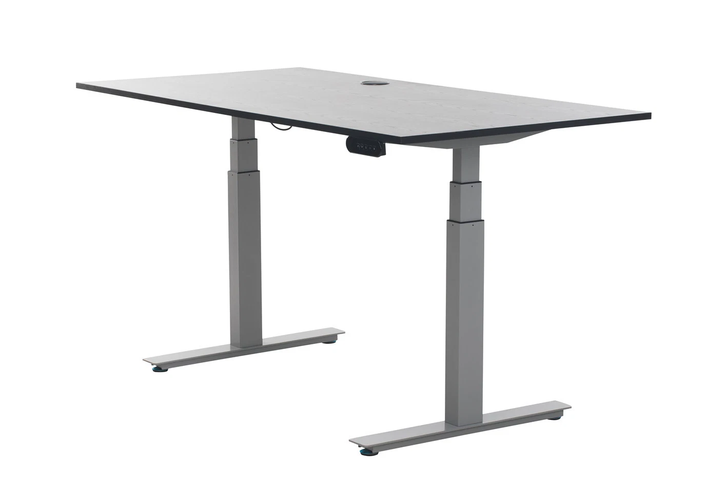 Sentarse a la mesa de soporte ergonómico ajustable de pie de la columna de escritorio