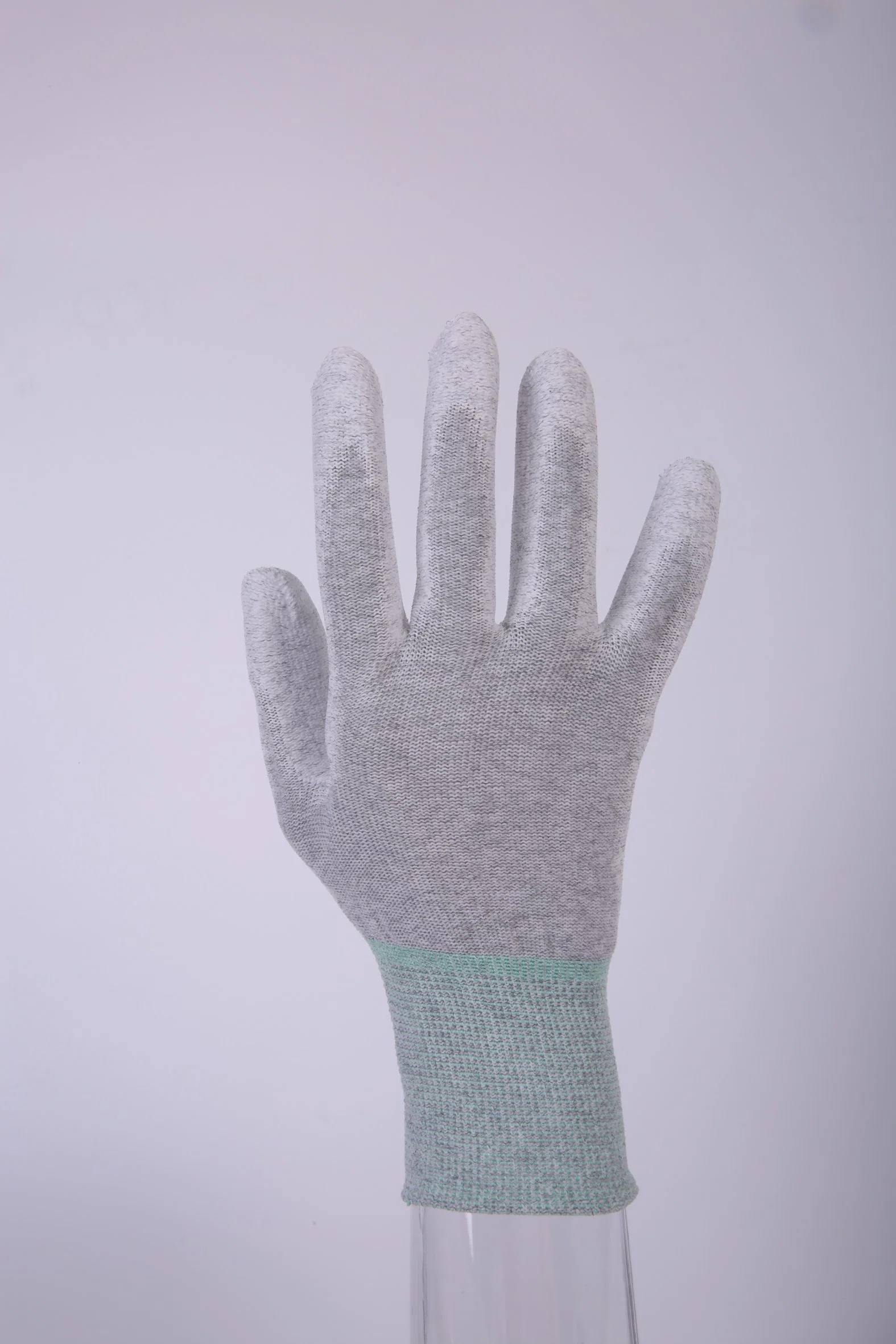 Gants tricotés anti-statiques et résistants à la poussière, revêtement pu, paume en carbone Gants en fibre