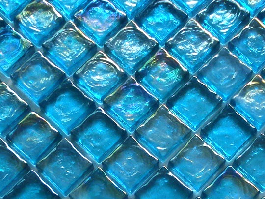 Stock Bathroom Wavy Cracked Broken Iridescent Crystal Hexagon Glass Mosaic Tile