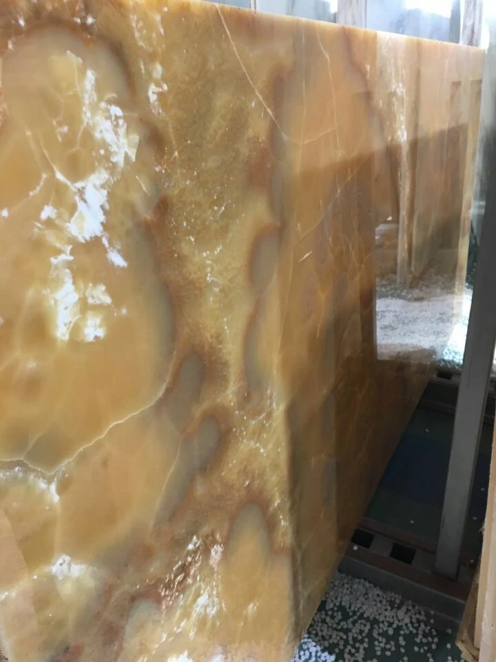 Polished Natural Yellow Onyx Marble Slab for Flooring / Wall