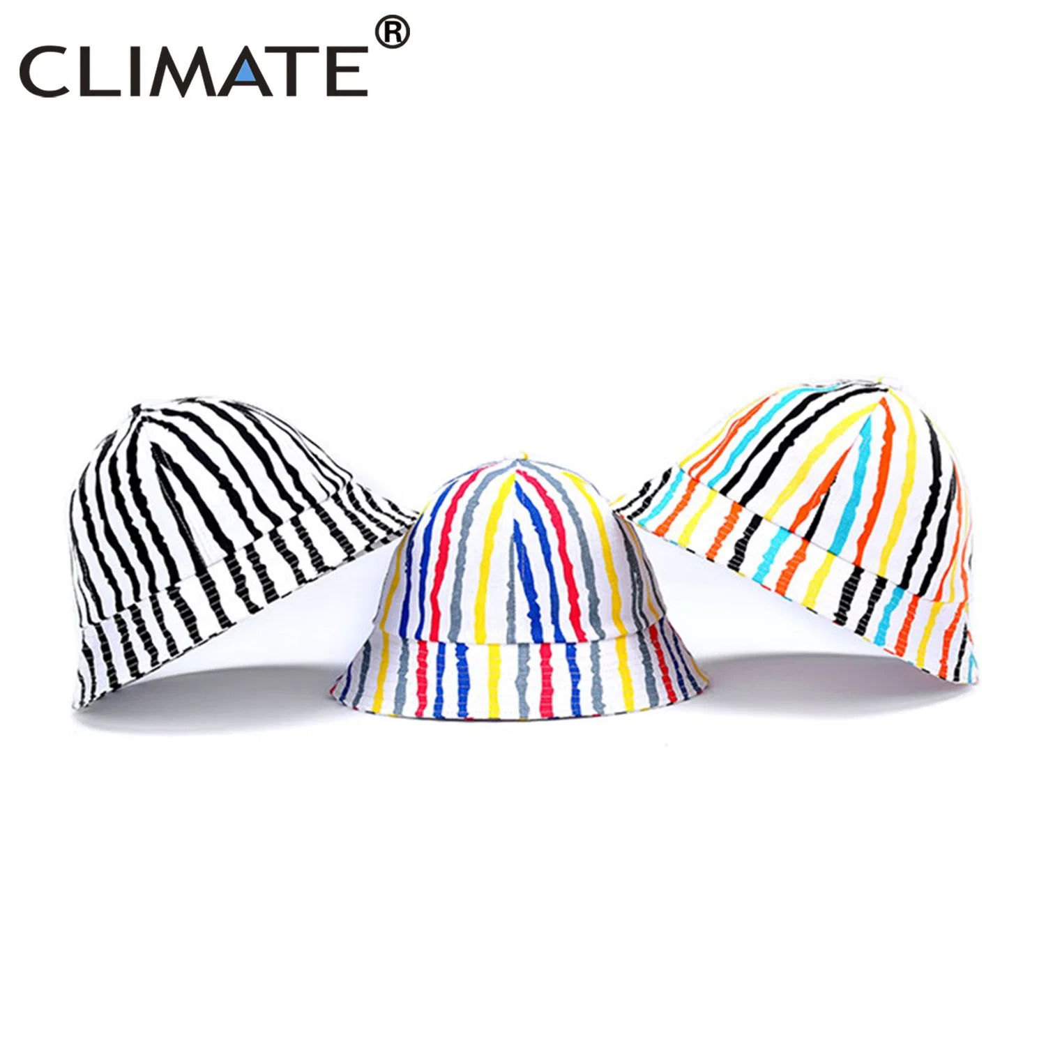 Striped Youth Bucket Sun Fishing Cotton Cap Men Women Hats